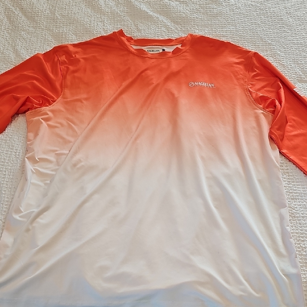 Magellan Outdoors Men's Orange and White Shirt